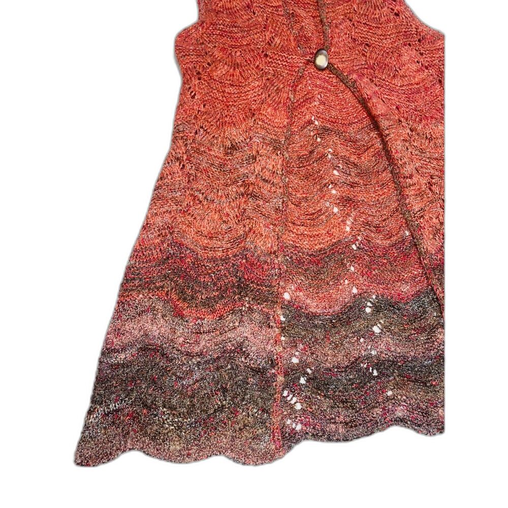 Coldwater Creek Whimsygoth Fairycore Pointelle Knit Long Vest Ombre Earthy M - Picture 10 of 12
